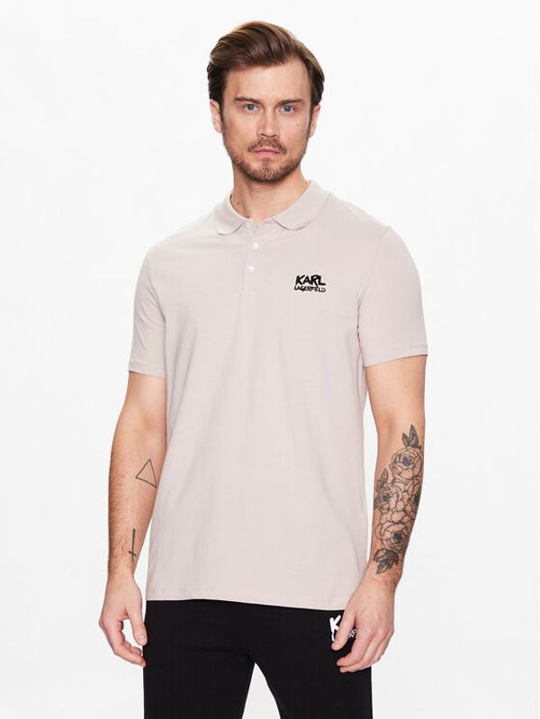 KARL LAGERFELD KARL LAGERFELD Тениска с яка и копчета 745082 531221 Бежов Regular Fit