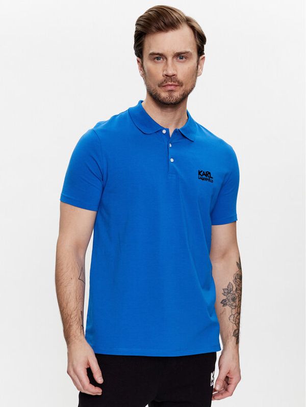 KARL LAGERFELD KARL LAGERFELD Тениска с яка и копчета 745082 531221 Син Regular Fit