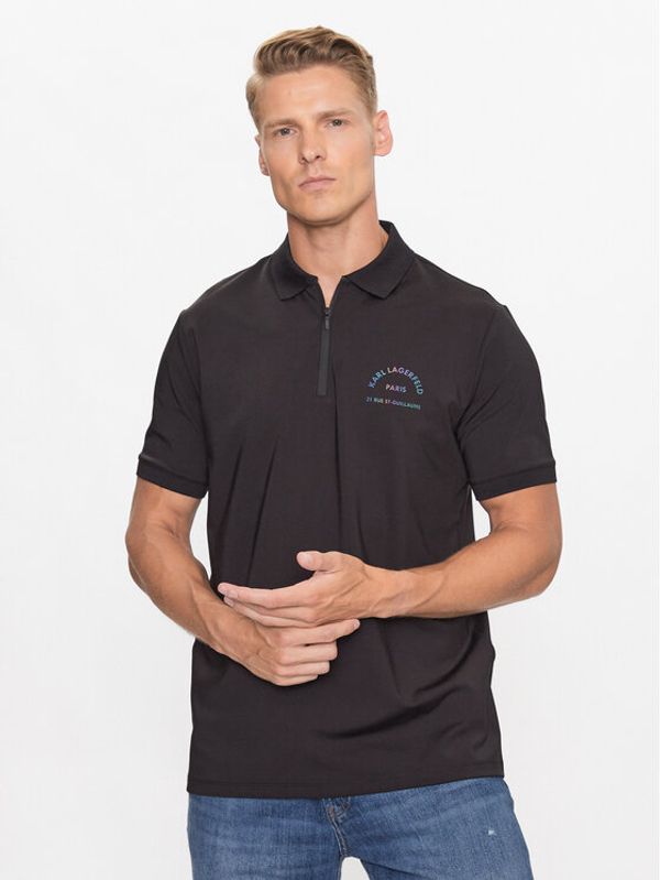 KARL LAGERFELD KARL LAGERFELD Тениска с яка и копчета 745083 533233 Черен Regular Fit