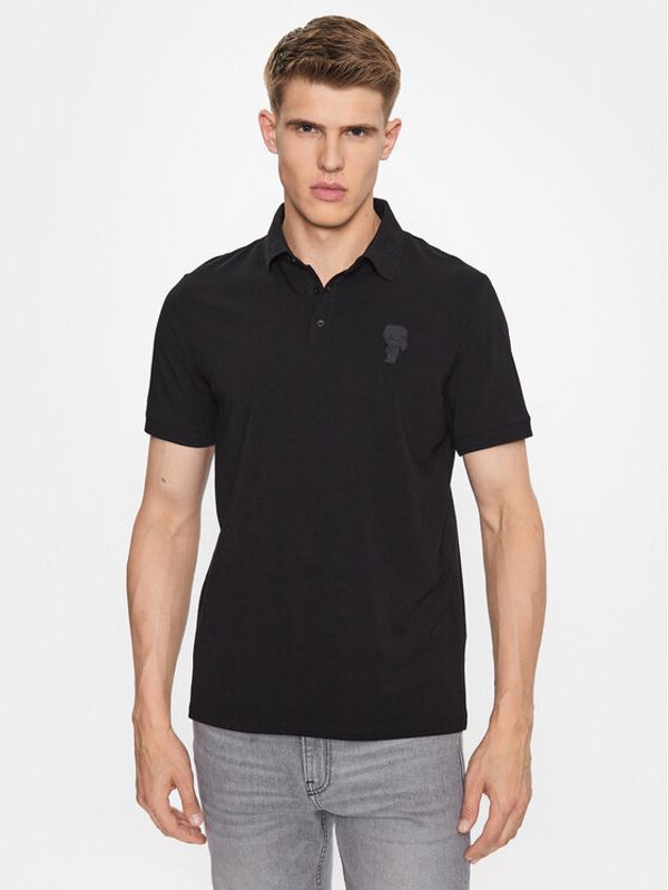 KARL LAGERFELD KARL LAGERFELD Тениска с яка и копчета 745401 533221 Черен Regular Fit