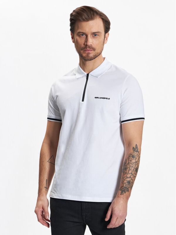 KARL LAGERFELD KARL LAGERFELD Тениска с яка и копчета 745422 532221 Бял Regular Fit