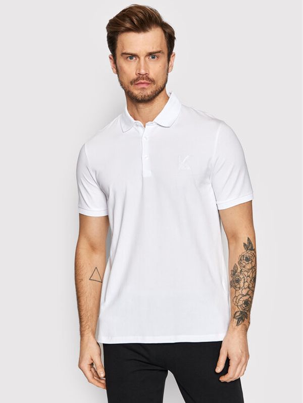 KARL LAGERFELD KARL LAGERFELD Тениска с яка и копчета 745890 500221 Бял Regular Fit