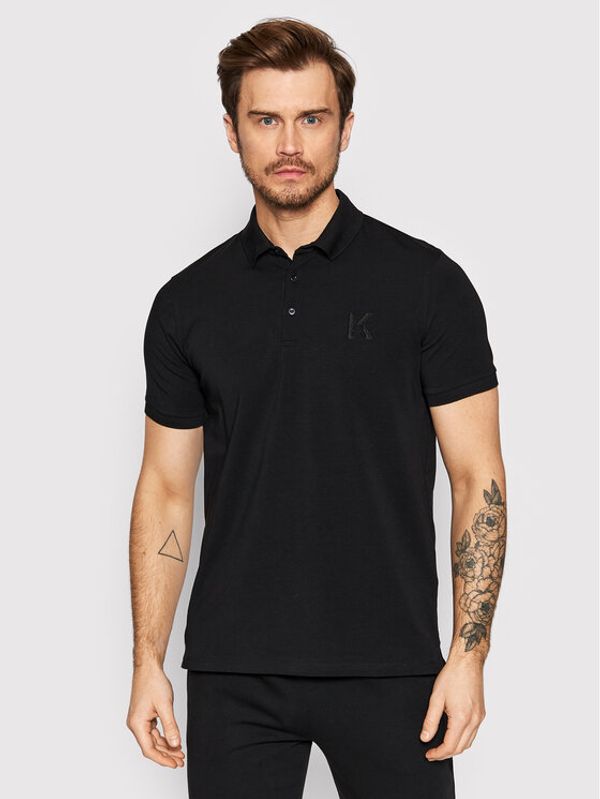KARL LAGERFELD KARL LAGERFELD Тениска с яка и копчета 745890 Черен Regular Fit