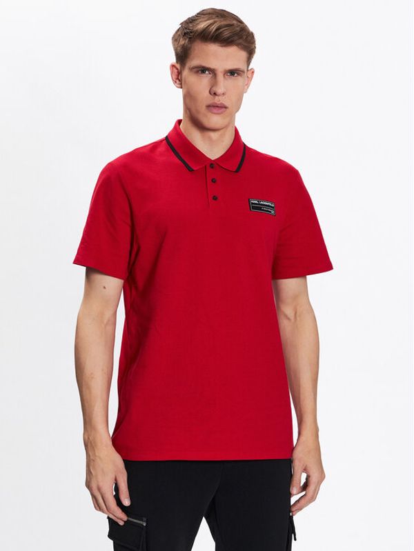 KARL LAGERFELD KARL LAGERFELD Тениска с яка и копчета Logo 230M2210 Червен Regular Fit