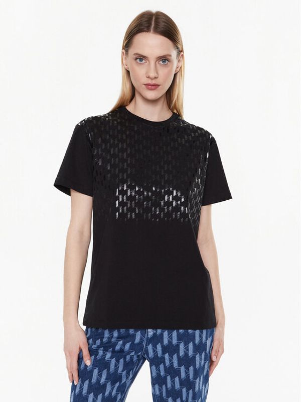 KARL LAGERFELD KARL LAGERFELD Тишърт 225W1702 Черен Regular Fit
