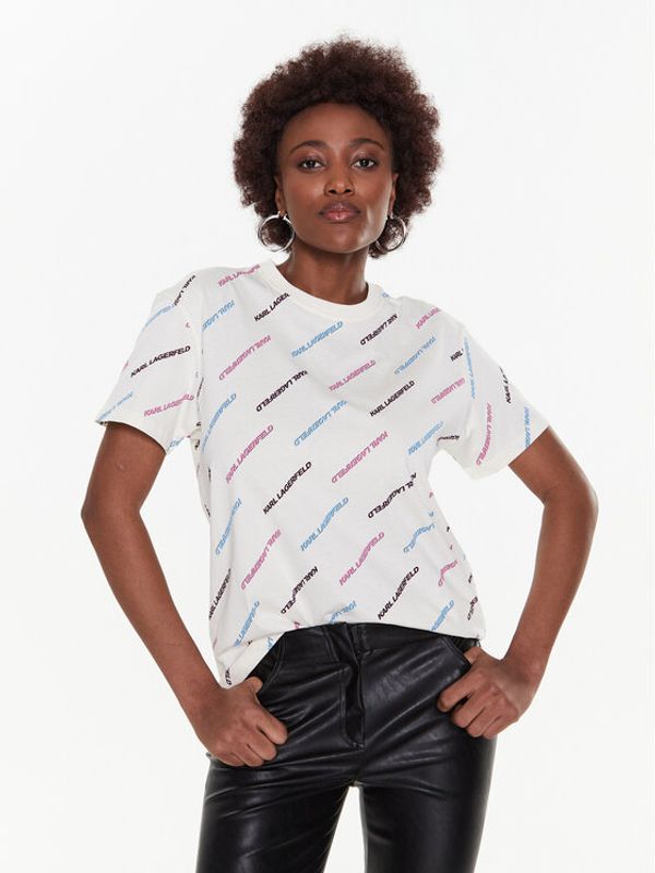 KARL LAGERFELD KARL LAGERFELD Тишърт Future Logo 225W1700 Бежов Regular Fit