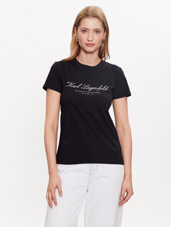 KARL LAGERFELD KARL LAGERFELD Тишърт Hotel Karl 231W1701 Черен Regular Fit