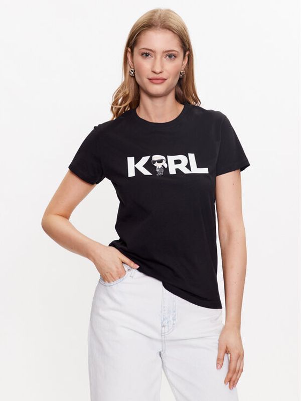 KARL LAGERFELD KARL LAGERFELD Тишърт Ikonik 2.0 Karl Logo 230W1706 Черен Regular Fit