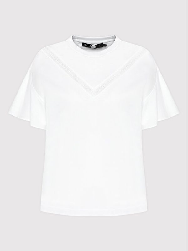 KARL LAGERFELD KARL LAGERFELD Тишърт Logo Tape 221W1701 Бял Relaxed Fit