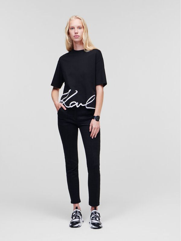 KARL LAGERFELD KARL LAGERFELD Тишърт Signature Hem 226W1703 Черен Relaxed Fit