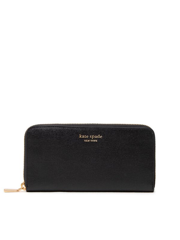 Kate Spade Kate Spade Голям дамски портфейл Monogram Saffiano Leather Zip Ar K8917 Черен