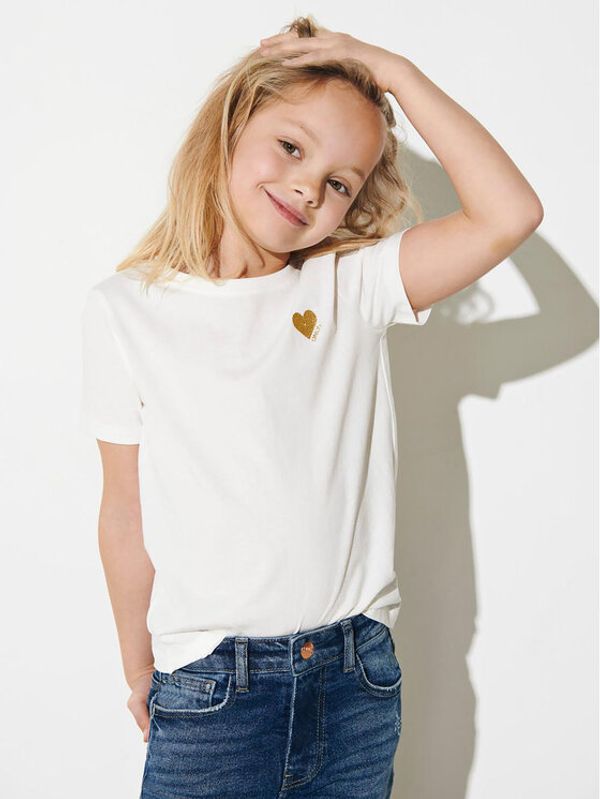 Kids ONLY Kids ONLY Тишърт Kita 15266481 Бял Regular Fit