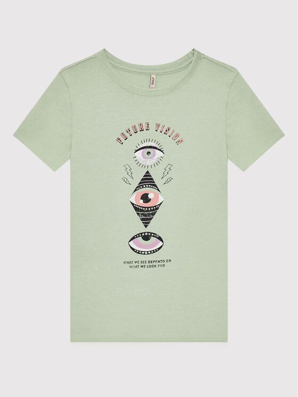 Kids ONLY Kids ONLY Тишърт Lucy 15266964 Зелен Regular Fit