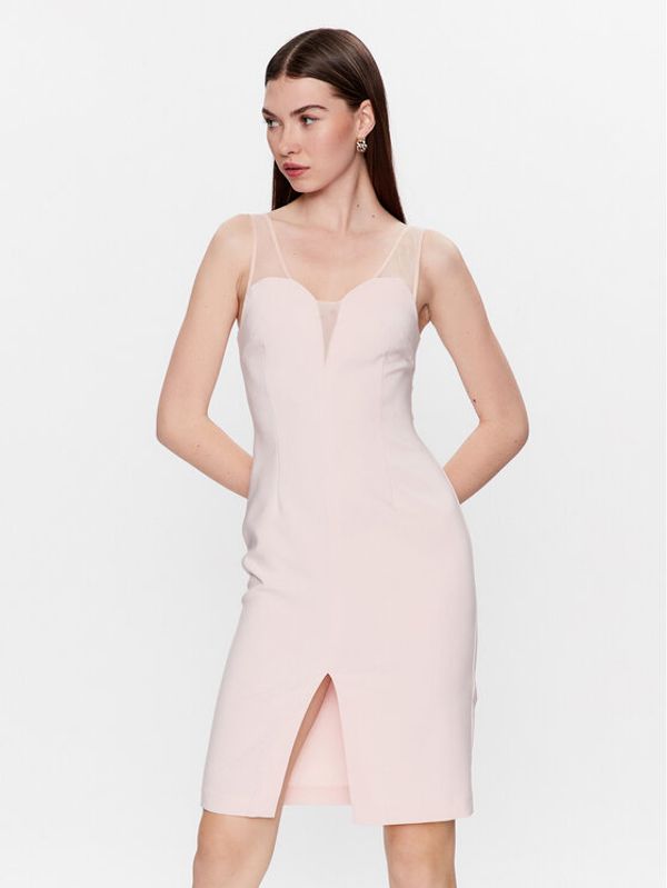 Kontatto Kontatto Коктейлна рокля NO1013 Розов Slim Fit
