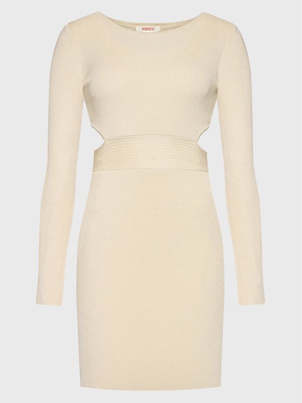 Kontatto Kontatto Плетена рокля 3M7756 Бежов Slim Fit