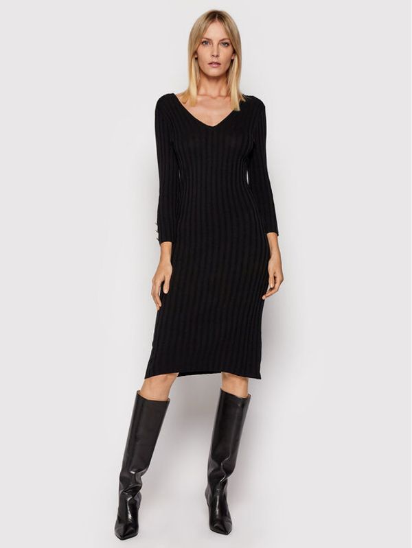 Kontatto Kontatto Плетена рокля 3M8548 Черен Slim Fit
