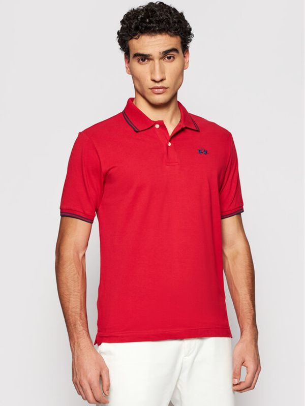 La Martina La Martina Тениска с яка и копчета BPMP02 PK031 Червен Regular Fit