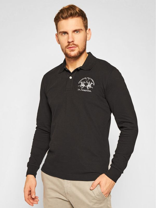 La Martina La Martina Тениска с яка и копчета CCMP03 PK001 Черен Regular Fit