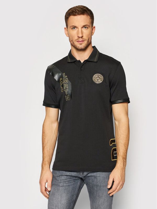 La Martina La Martina Тениска с яка и копчета SMP305 PK123 Черен Regular Fit