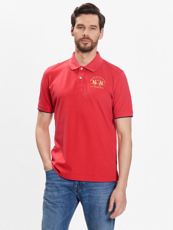 La Martina La Martina Тениска с яка и копчета VMP001 PK001 Червен Regular Fit