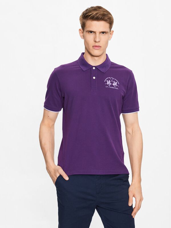 La Martina La Martina Тениска с яка и копчета VMP001 PK001 Виолетов Regular Fit