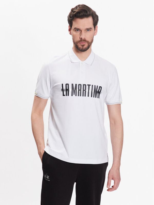 La Martina La Martina Тениска с яка и копчета VMP308 JS324 Бял Regular Fit