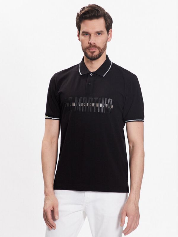 La Martina La Martina Тениска с яка и копчета VMP308 JS324 Черен Regular Fit