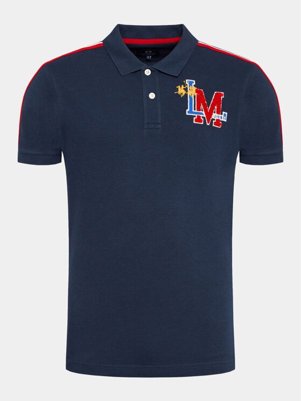 La Martina La Martina Тениска с яка и копчета WMP303 PK001 Тъмносин Regular Fit