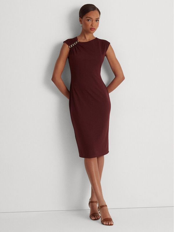 Lauren Ralph Lauren Lauren Ralph Lauren Коктейлна рокля 253889324004 Бордо Slim Fit