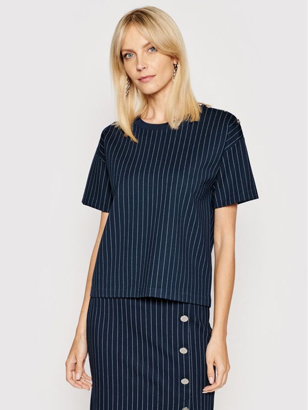Lauren Ralph Lauren Lauren Ralph Lauren Тишърт Pinstripe Ponte 200831510001 Тъмносин Straight Fit