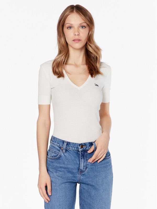 Lee Lee Тишърт L49FIPNQ Екрю Slim Fit