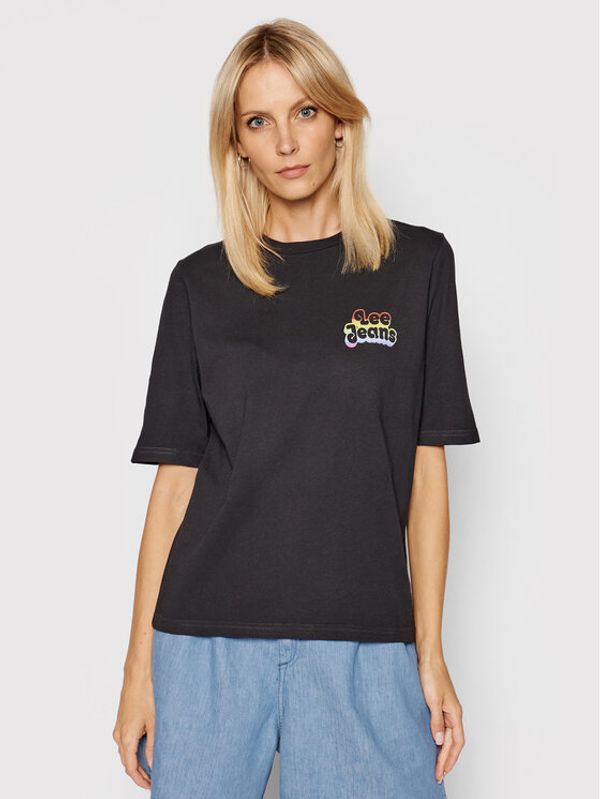 Lee Lee Тишърт Pride Tee Chest Grap L43YEPJA Черен Relaxed Fit