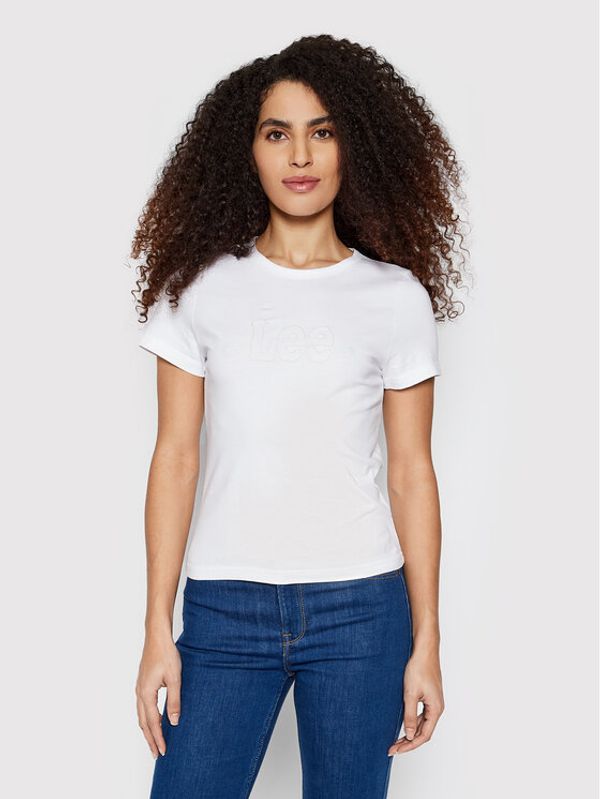 Lee Lee Тишърт Shrunken L44TETLJ Бял Slim Fit