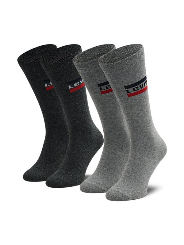 Levi's® Levi's® Комплект 2 чифта дълги чорапи мъжки 37157-0554 Сив