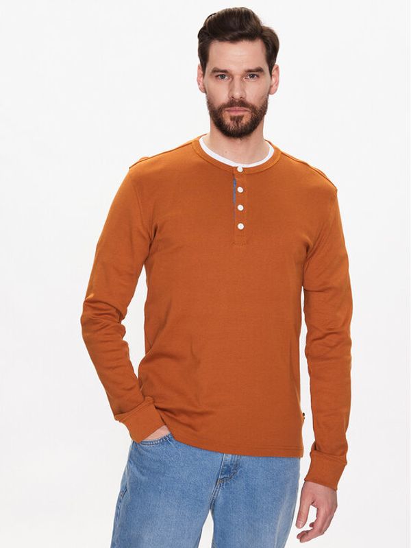 Lindbergh Lindbergh Тениска с дълъг ръкав 30-420095 Кафяв Regular Fit