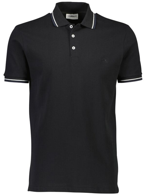 Lindbergh Lindbergh Тениска с яка и копчета 30-404010 Черен Relaxed Fit