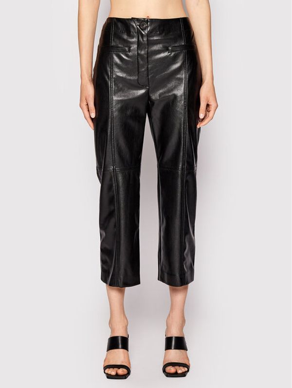 Liviana Conti Liviana Conti Панталони от имитация на кожа F2WT70 Черен Regular Fit