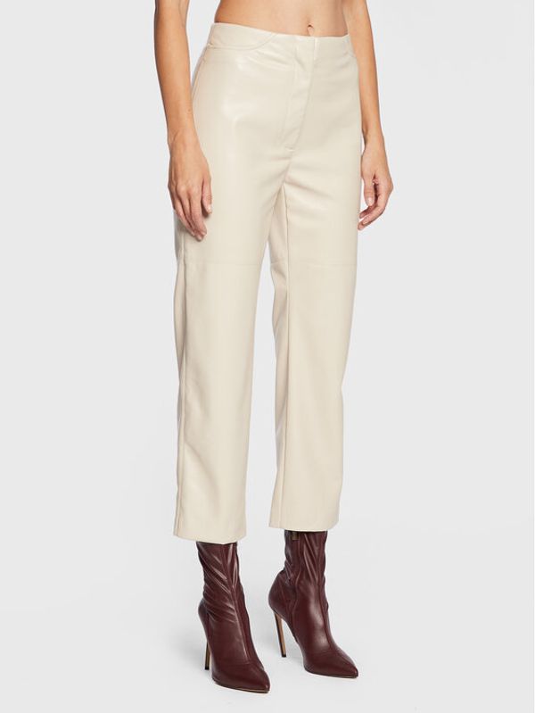 Liviana Conti Liviana Conti Панталони от имитация на кожа L2WT67 Екрю Regular Fit