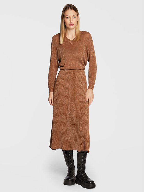 Liviana Conti Liviana Conti Плетена рокля L2WB26 Златист Regular Fit