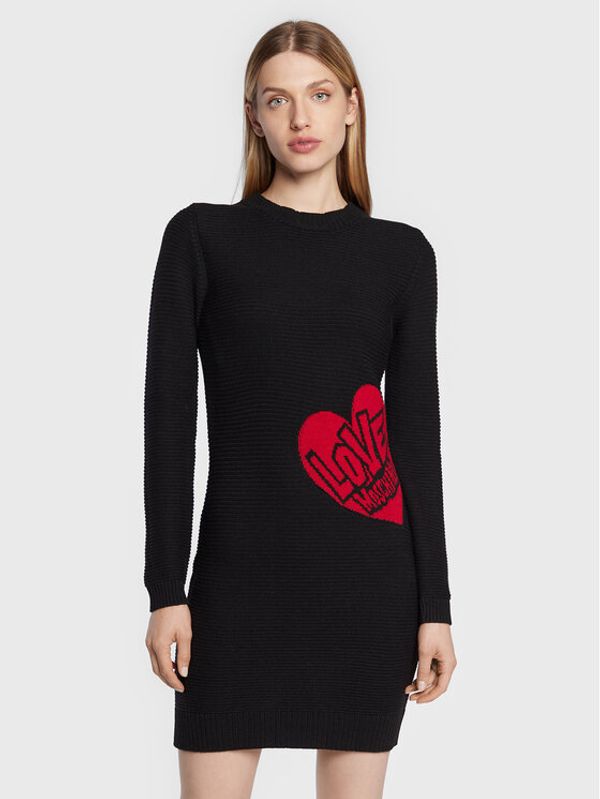 LOVE MOSCHINO LOVE MOSCHINO Плетена рокля WSE0810X A125 Черен Regular Fit