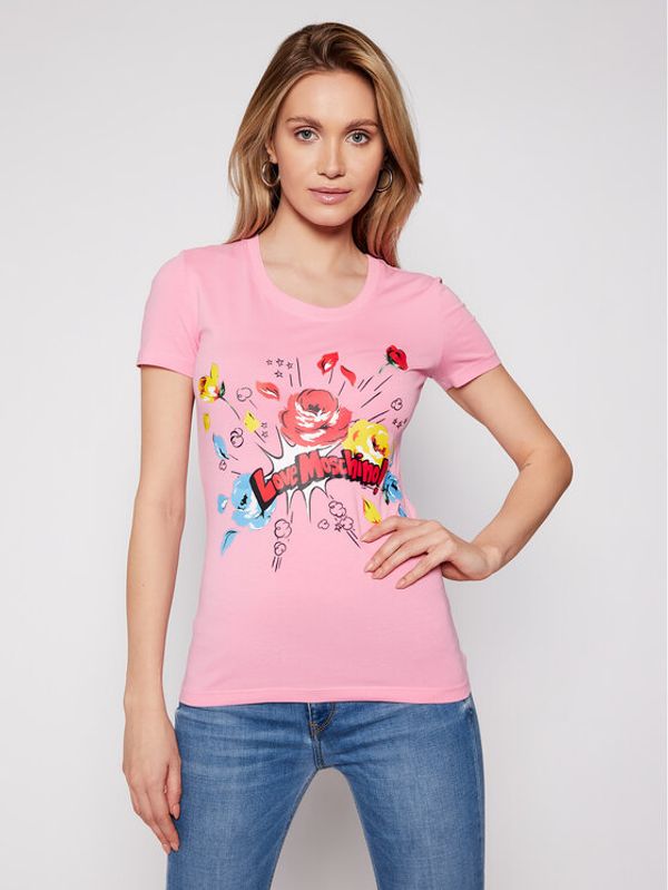 LOVE MOSCHINO LOVE MOSCHINO Тишърт W4H1905E 1951 Розов Slim Fit