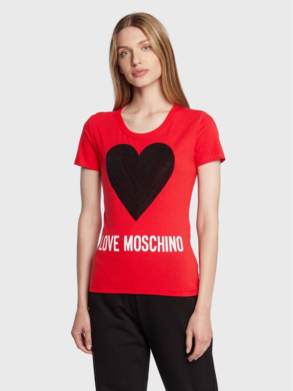 LOVE MOSCHINO LOVE MOSCHINO Тишърт W4H1932E 1951 Червен Slim Fit