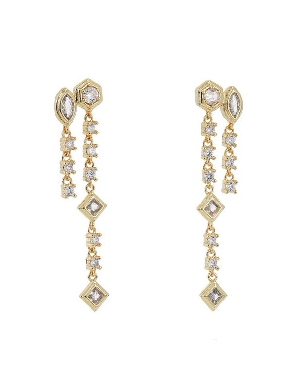 Luv AJ Luv AJ Обици Stellar Bezel Double Studs HOL22-E-SBDS-G Златист