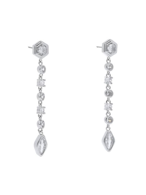 Luv AJ Luv AJ Обици Stellar Bezel Drop Studs HOL22-E-SBDRS-S Сребрист