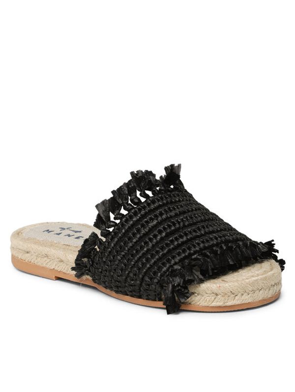 Manebi Manebi Еспадрили Fringed Knots Raffia Jute Sandals V 3.1 Y0 Черен