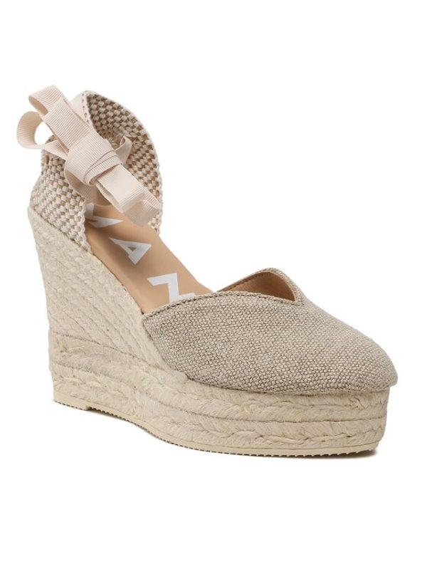 Manebi Manebi Еспадрили Heart-Shaped Wedge Espadrilles O 7.1 WH Бежов