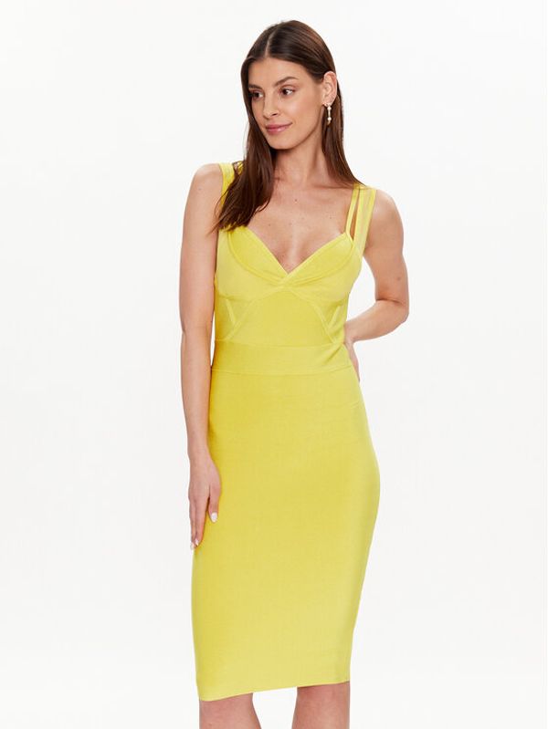 Marciano Guess Marciano Guess Коктейлна рокля Itzel 3GGK04 5036Z Жълт Slim Fit