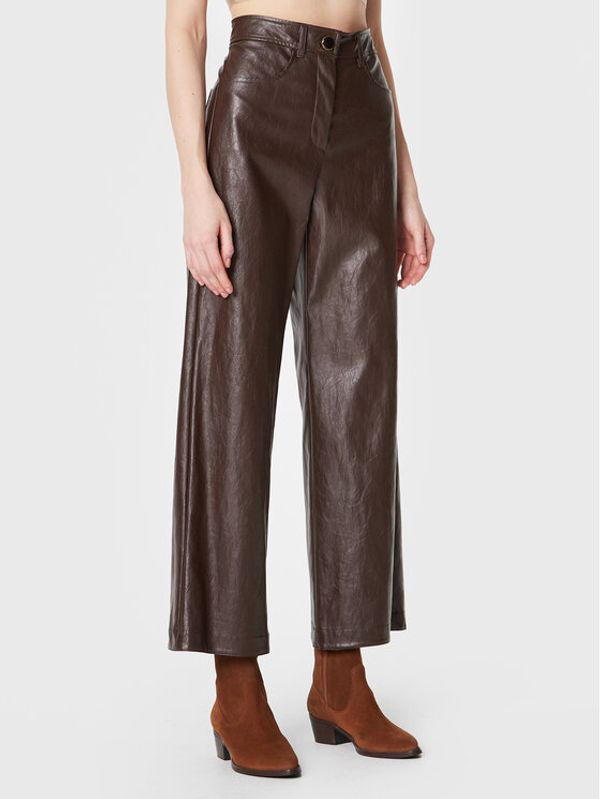 Marella Marella Панталони от имитация на кожа Ieri 31361126 Кафяв Flare Fit