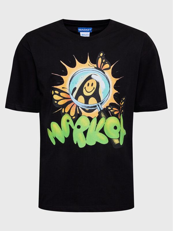 Market Market Тишърт SMILEY 399001349 Черен Regular Fit