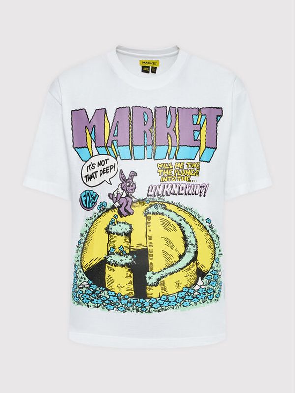 Market Market Тишърт Unisex SMILEY Into The Unknown 399001083 Бял Relaxed Fit